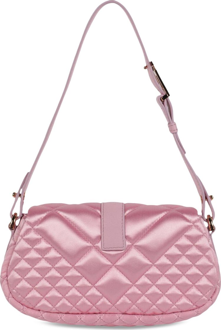 Versace Greca Goddess Quilted Satin Shoulder Bag Pale Pink