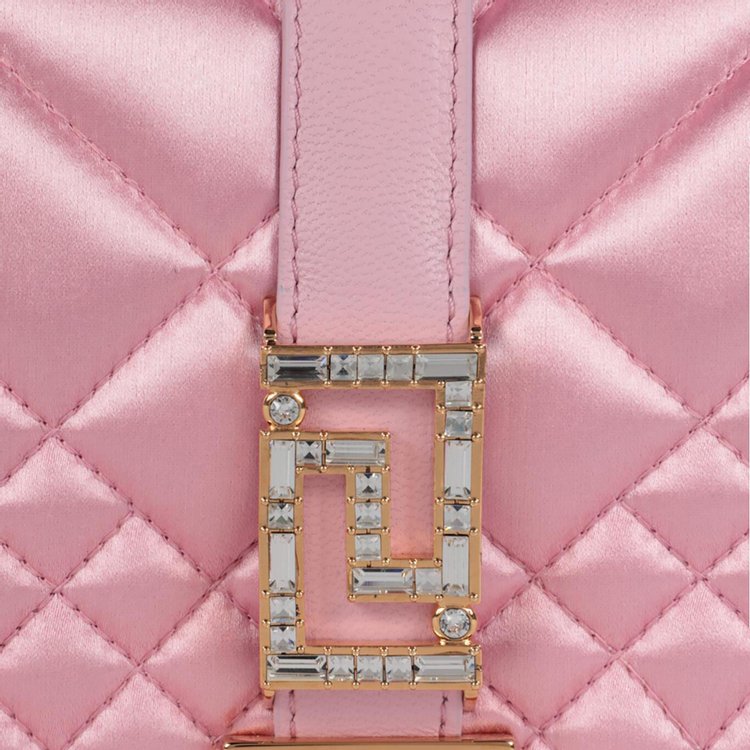 Versace Greca Goddess Quilted Satin Shoulder Bag Pale Pink