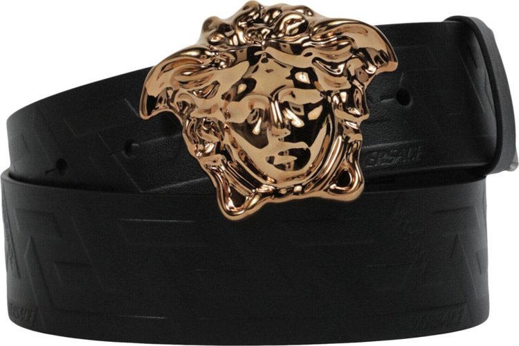 Versace La Medusa Greca Leather Belt BlackGold