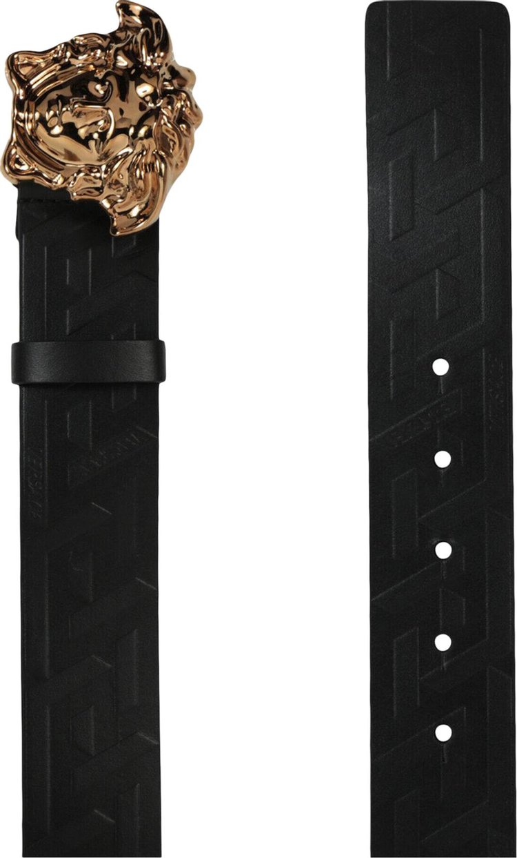 Versace La Medusa Greca Leather Belt BlackGold