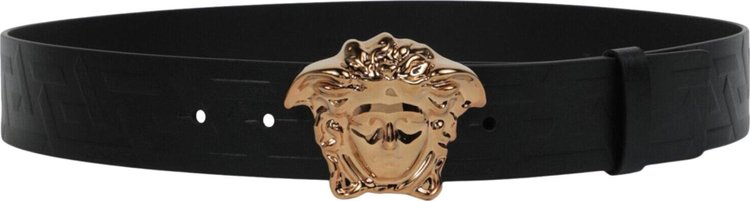 Versace La Medusa Greca Leather Belt BlackGold