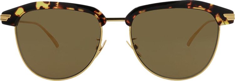 Bottega Veneta Half Frame Sunglasses HavanaGoldBrown