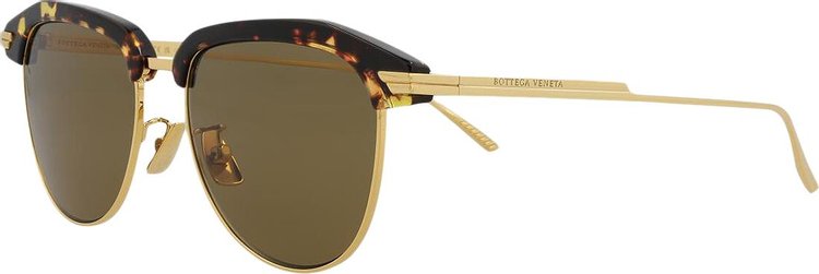 Bottega Veneta Half Frame Sunglasses HavanaGoldBrown