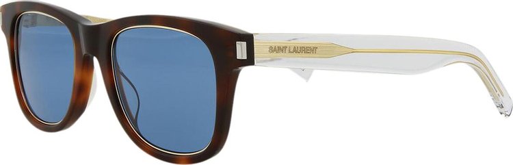 Saint Laurent Square Sunglasses HavanaCrystal Blue