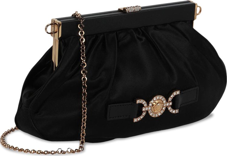 Versace Satin Crystal Medusa 95 Clutch Black