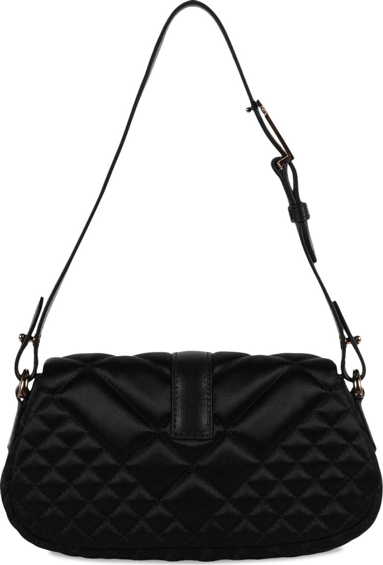 Versace Greca Goddess Quilted Satin Shoulder Bag Black