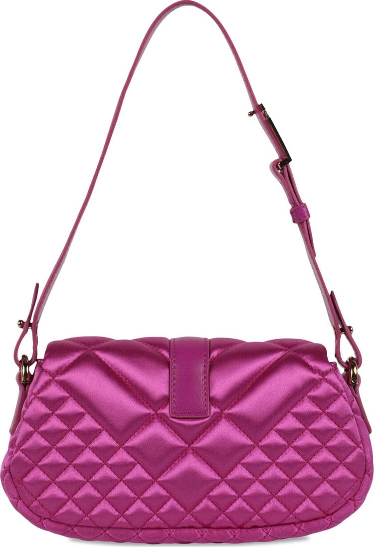 Versace Greca Goddess Quilted Satin Shoulder Bag Bright Pink