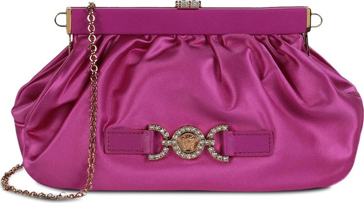 Versace Satin Crystal Medusa 95 Clutch Bright Pink