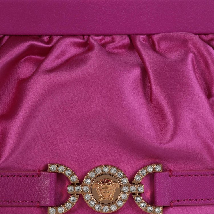 Versace Satin Crystal Medusa 95 Clutch Bright Pink