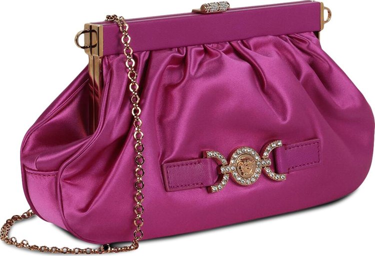 Versace Satin Crystal Medusa 95 Clutch Bright Pink