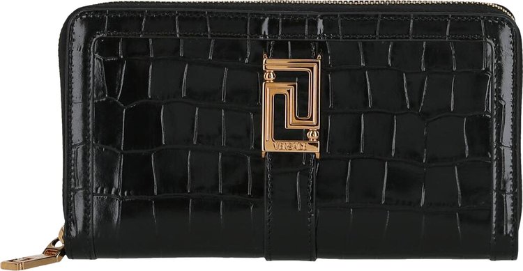 Versace Greca Goddess Continental Wallet Black