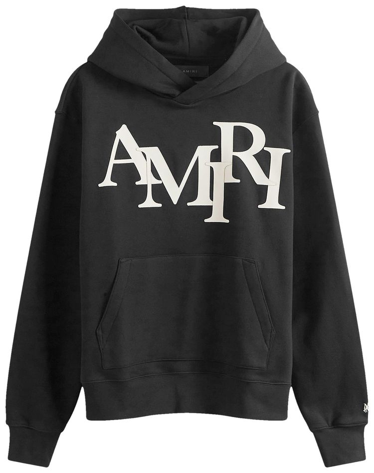 Amiri Staggered Logo Hoodie Black