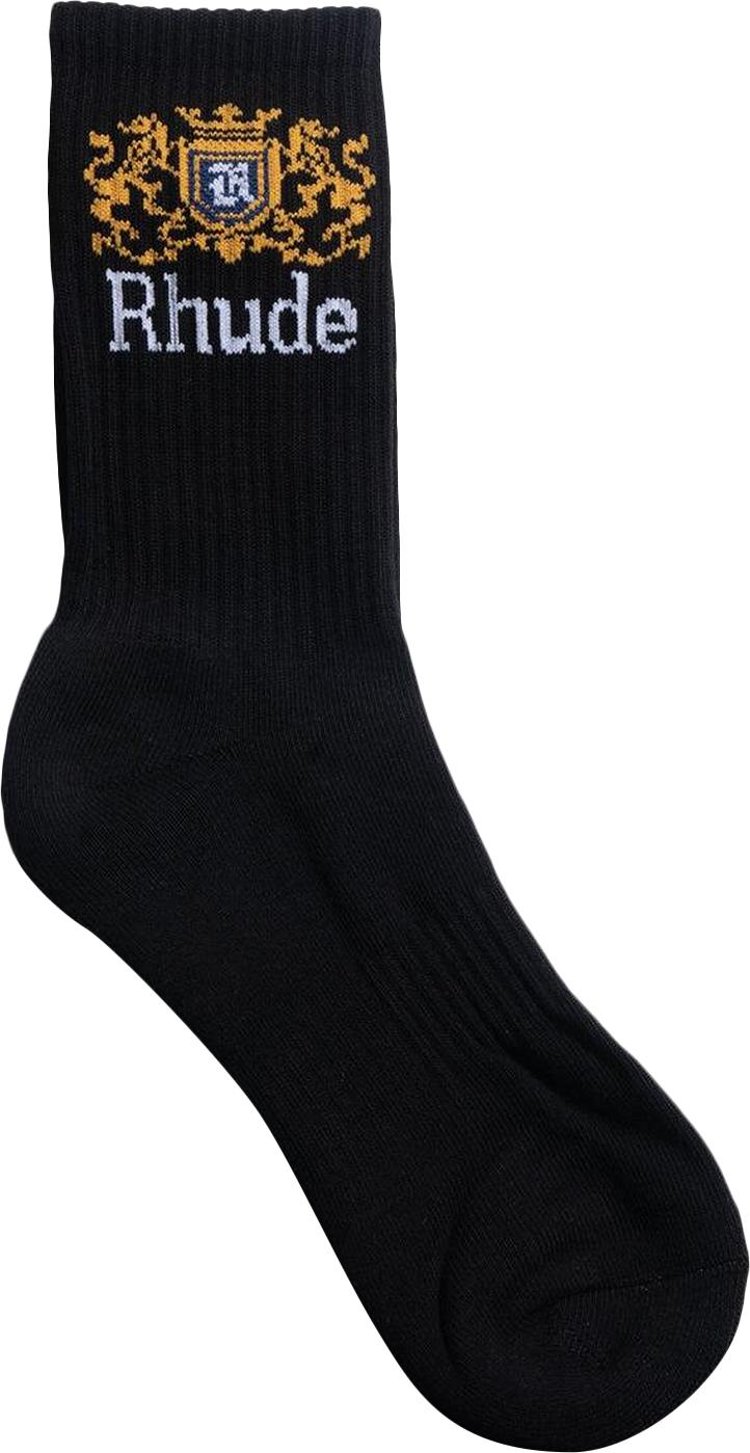 Rhude Crest Logo Sock BlackWhiteYellow