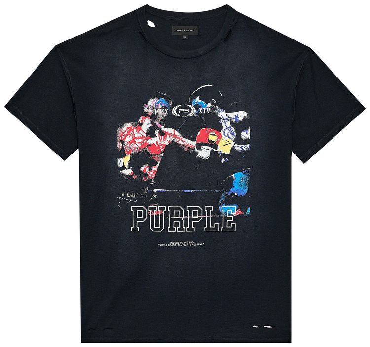 PURPLE BRAND Textured Inside Out T Shirt Black