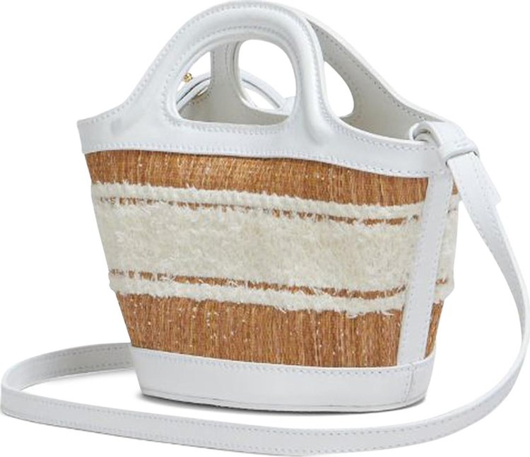 Marni Leather And Raffia Effect Fabric Microbag WhiteNatural