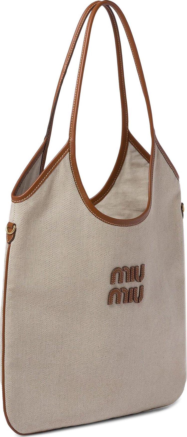 Miu Miu Canvas Shopping Bag BeigeBrandy