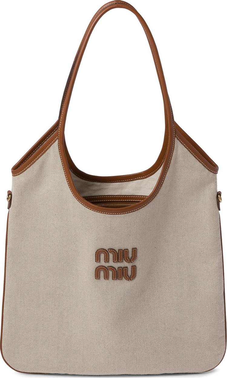 Miu Miu Canvas Shopping Bag BeigeBrandy