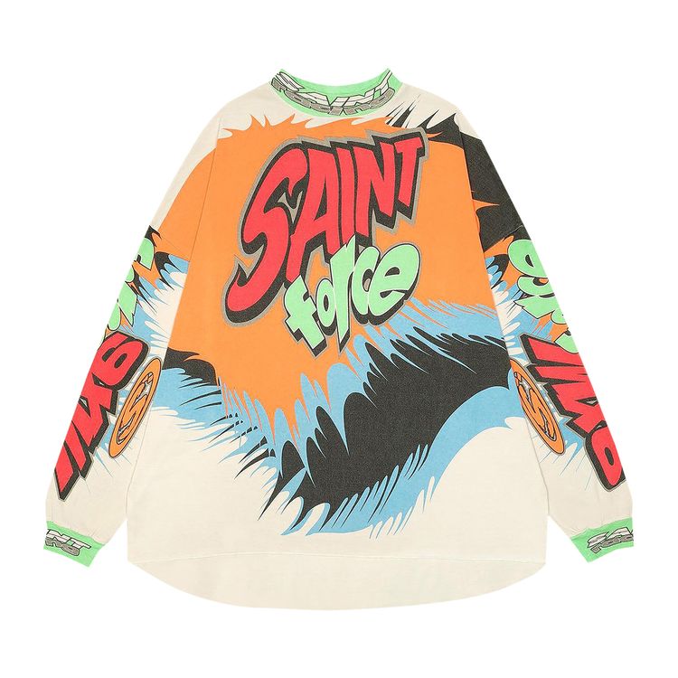 Saint Michael Saint Racing Long Sleeve Tee White