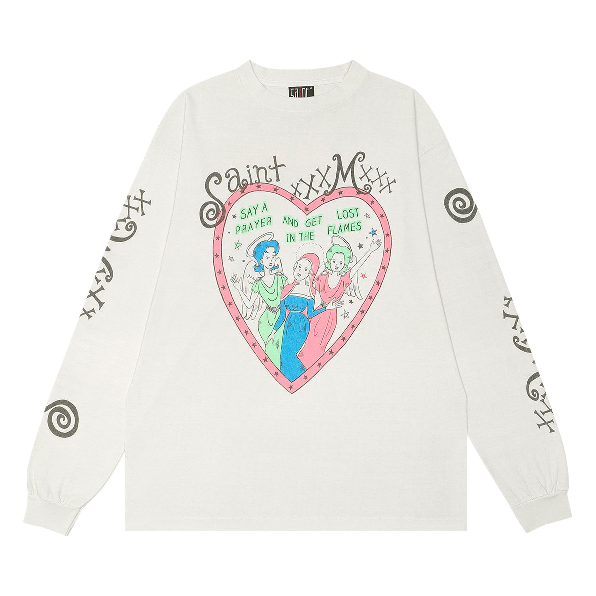 Buy Saint Michael Pink Heart Long-Sleeve Tee 'White' - SM