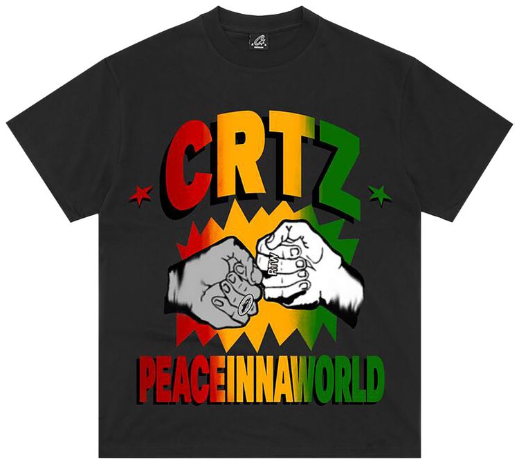 Corteiz Peaceinnaworld Tee New Blank Black