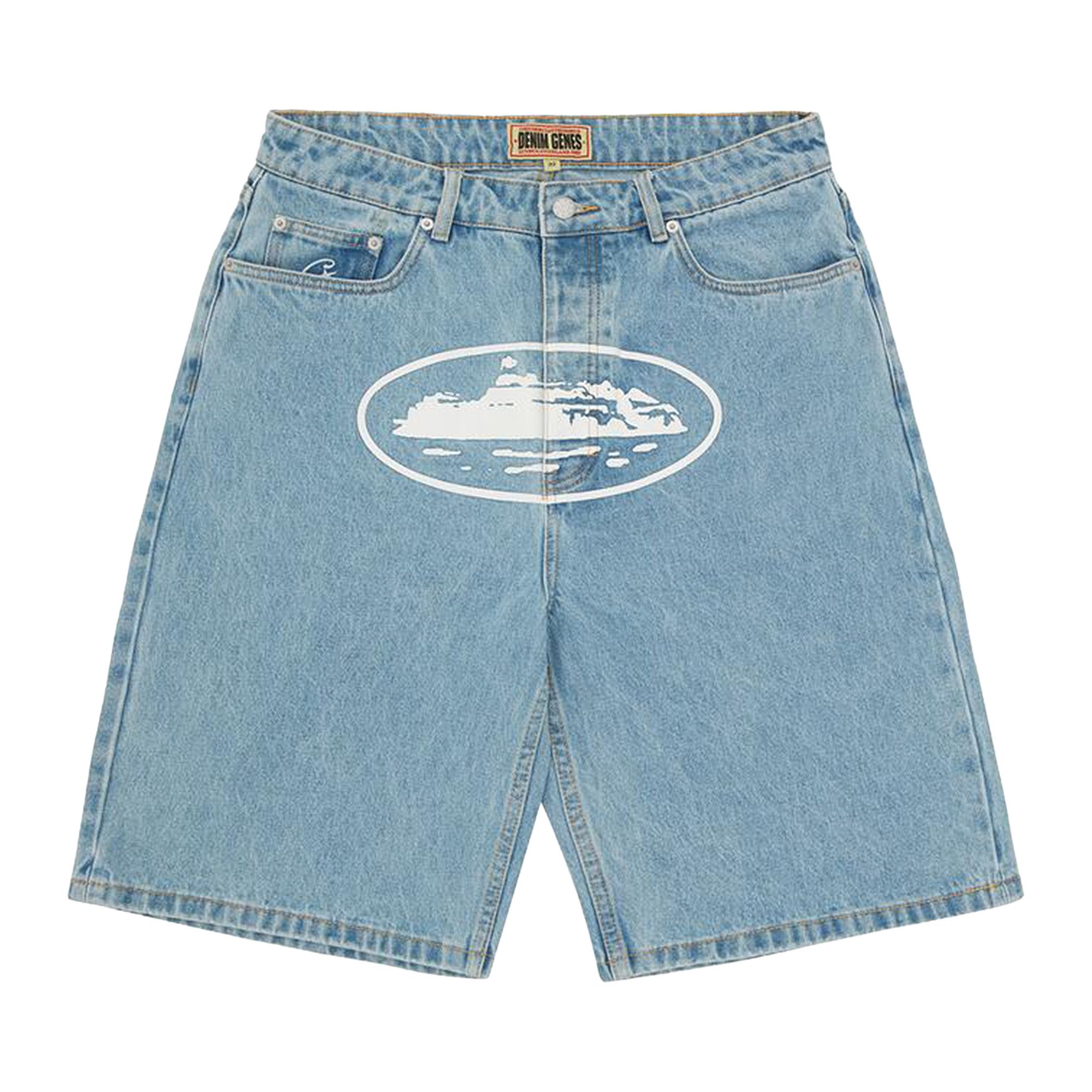 Size l Corteiz Alcatraz Baggy Denim Shorts 'Stonewash'