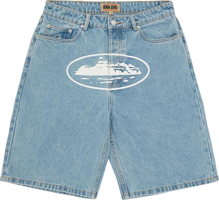 Corteiz Alcatraz Baggy Denim Shorts Stonewash