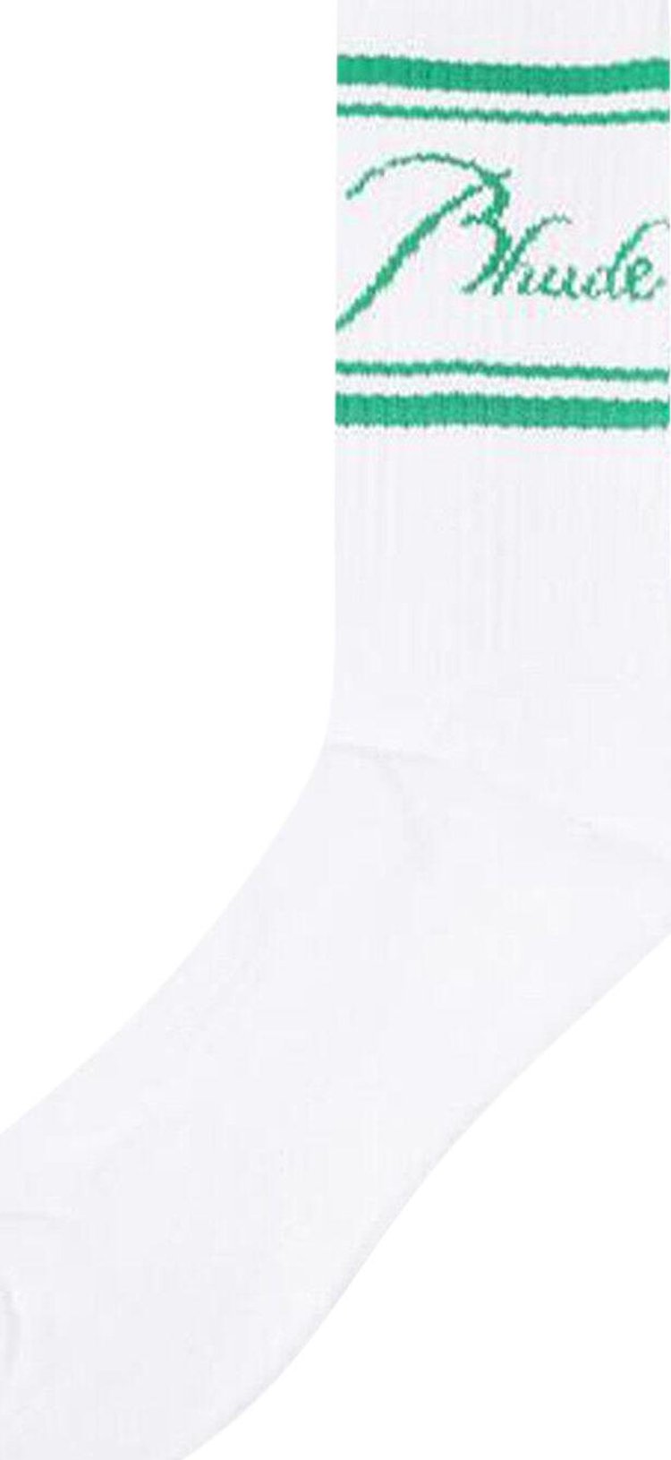 Rhude Script Logo Sock WhiteGreen