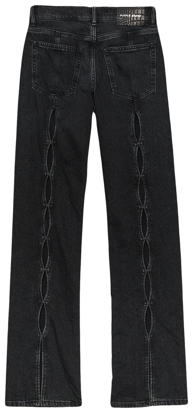 PURPLE BRAND Slim Straight Cut Out Jeans Black