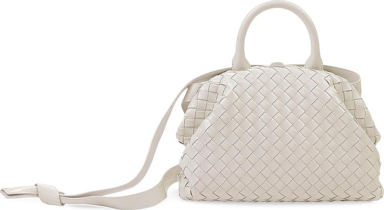 Bottega Veneta Leather Top Handle Bag White