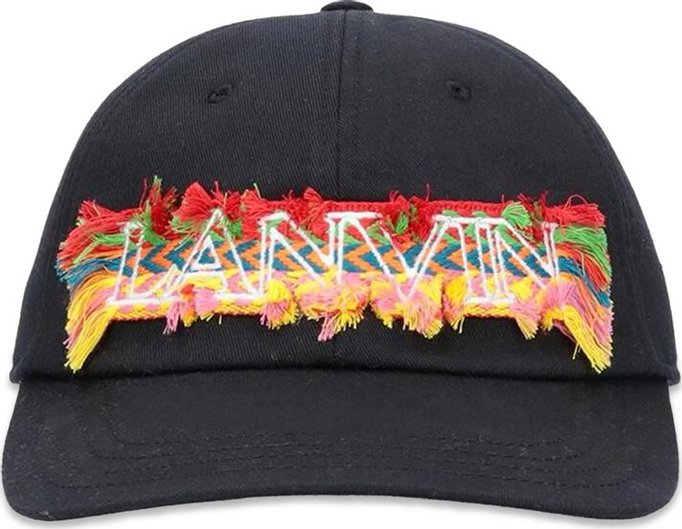 Lanvin Logo Embroidered Fringe Cap Black