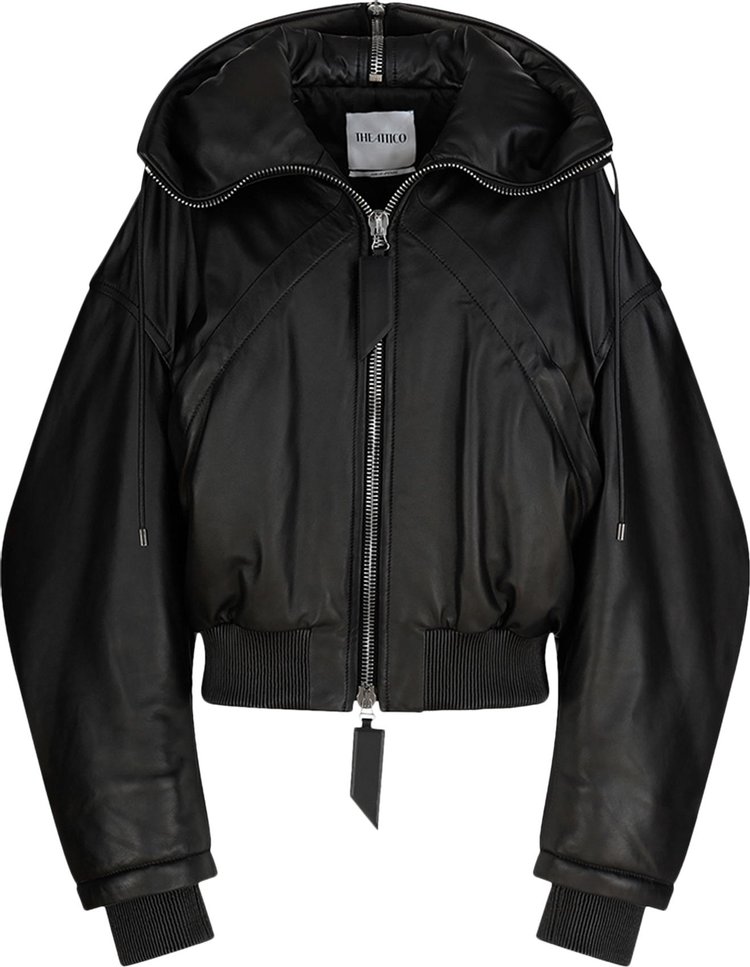 The Attico Leather Bomber Black