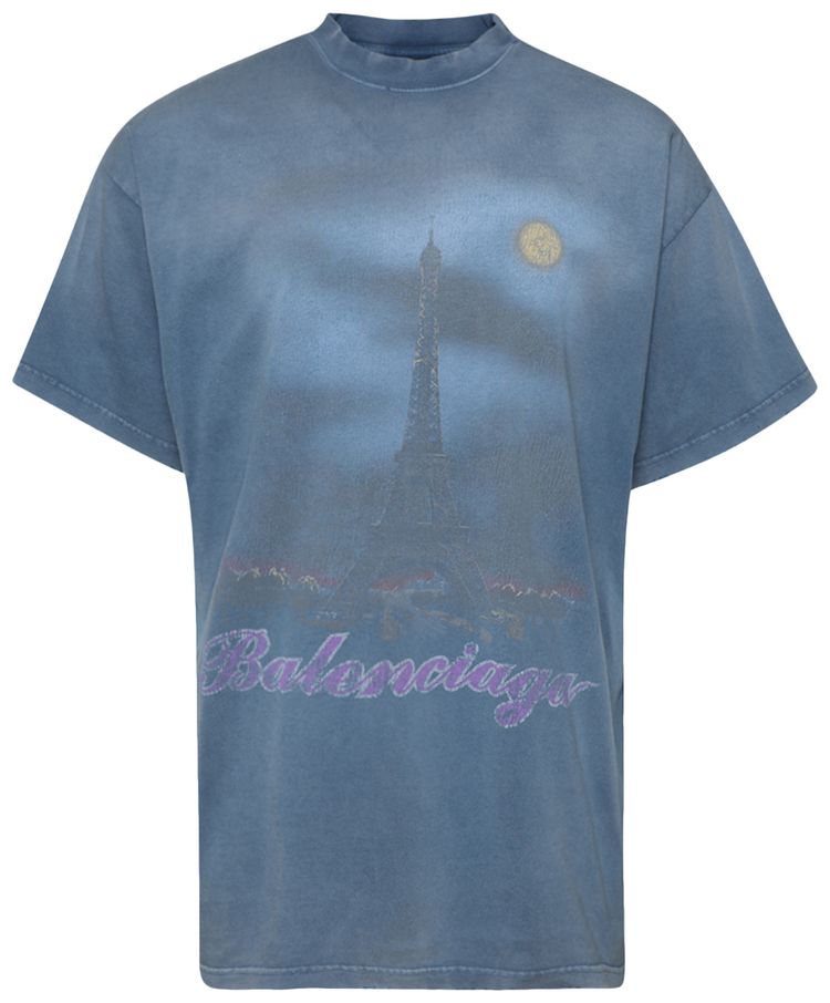 Balenciaga Oversized T Shirt Faded Blue