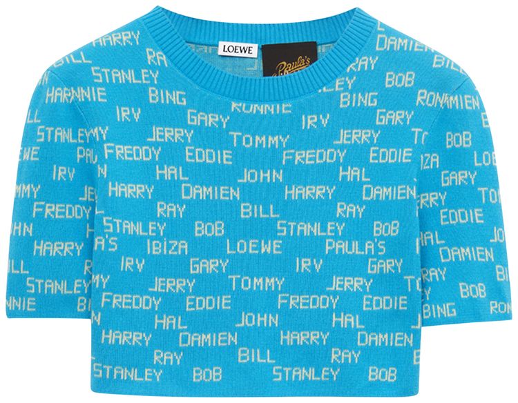 Loewe Cropped Sweater TurquoiseEcru