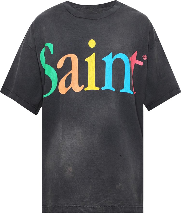 Saint Michael Coloful Saint Short Sleeve Tee Black