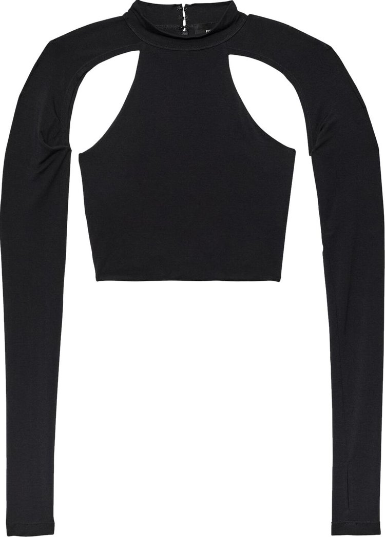 PURPLE BRAND Cut Out Cropped Top Black