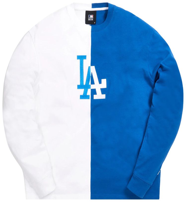 Kith For Major League Baseball Los Angeles Dodgers Split Long Sleeve Tee WhiteBlue
