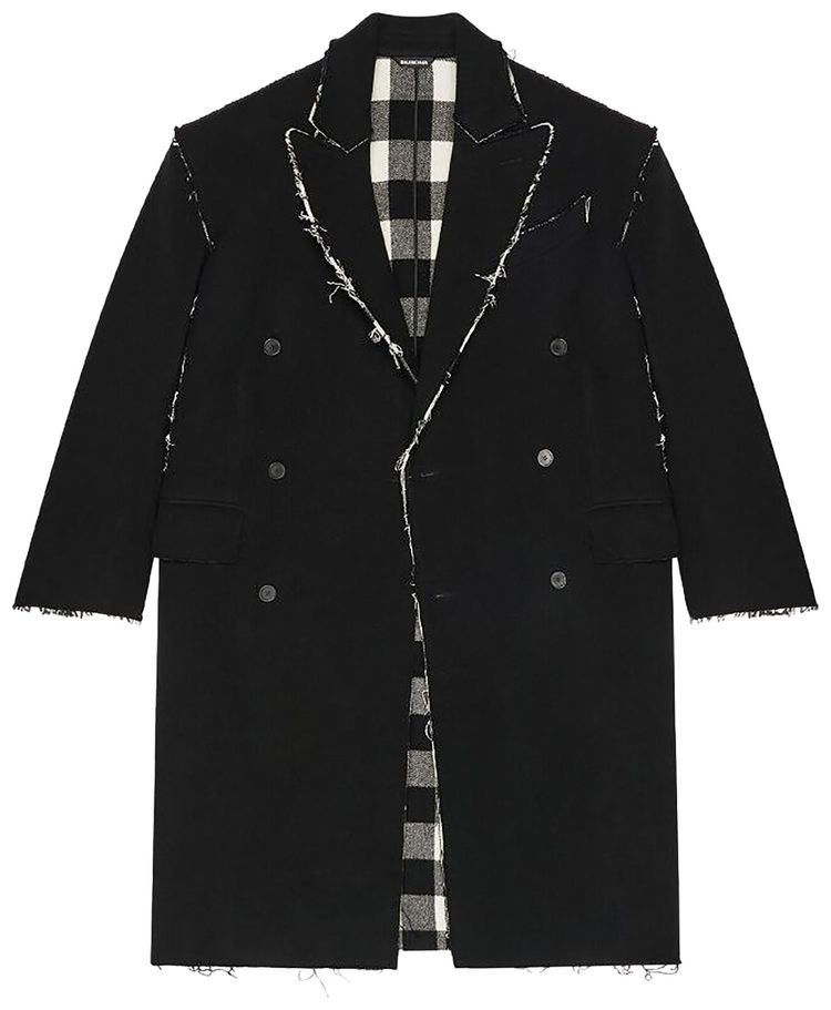Balenciaga Double Face Check Coat BlackWhite