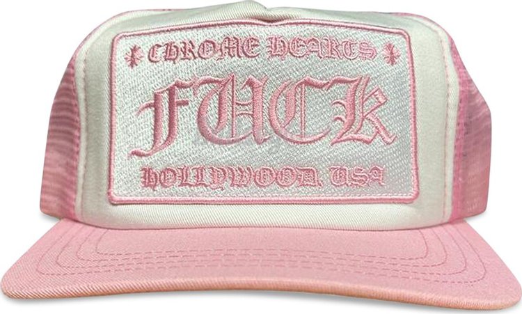 Chrome Hearts Fuck Hollywood Trucker Hat WhitePink