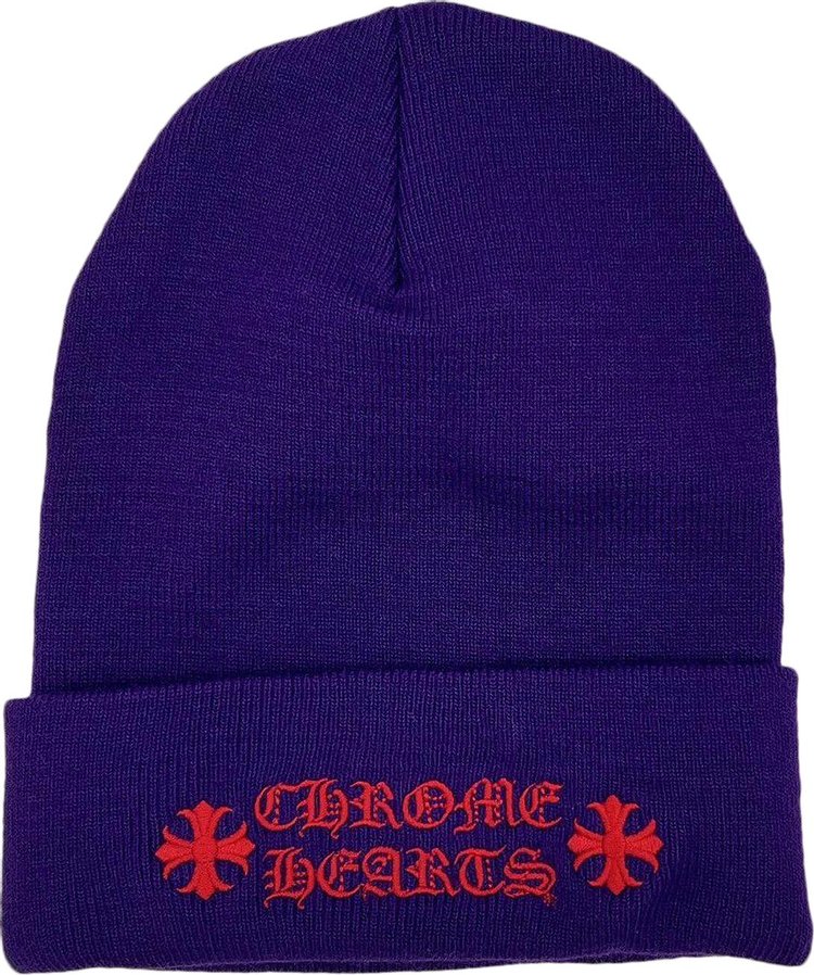 Chrome Hearts Script Beanie PurpleRed