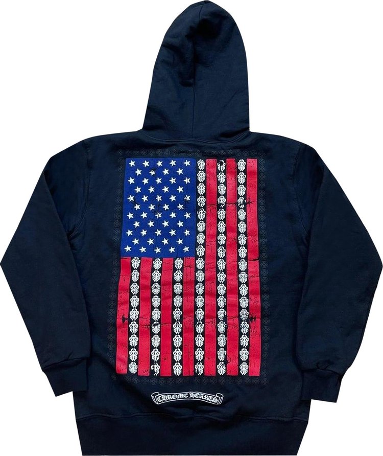 Chrome Hearts USA Flag Zip Up Hoodie Black