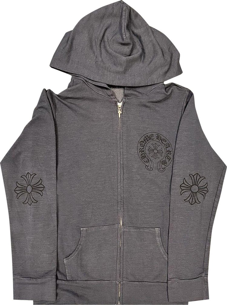 Chrome Hearts USA Flag Zip Up Hoodie Grey