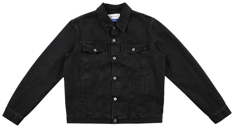 Off White Canv Varsity Skate Trucker Jacket BlackWhite