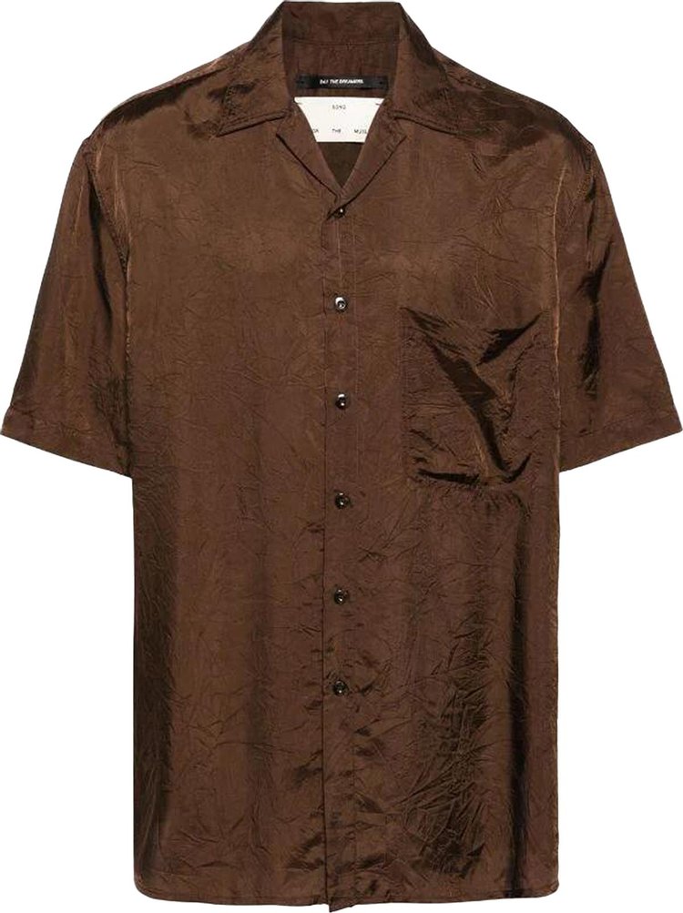 Song for the Mute Short Sleeve Crinkle Shirting Oversized Shirt Brown