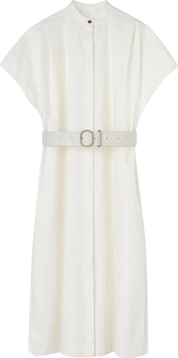 Jil Sander Colarless Belted Shirt Dress Natural