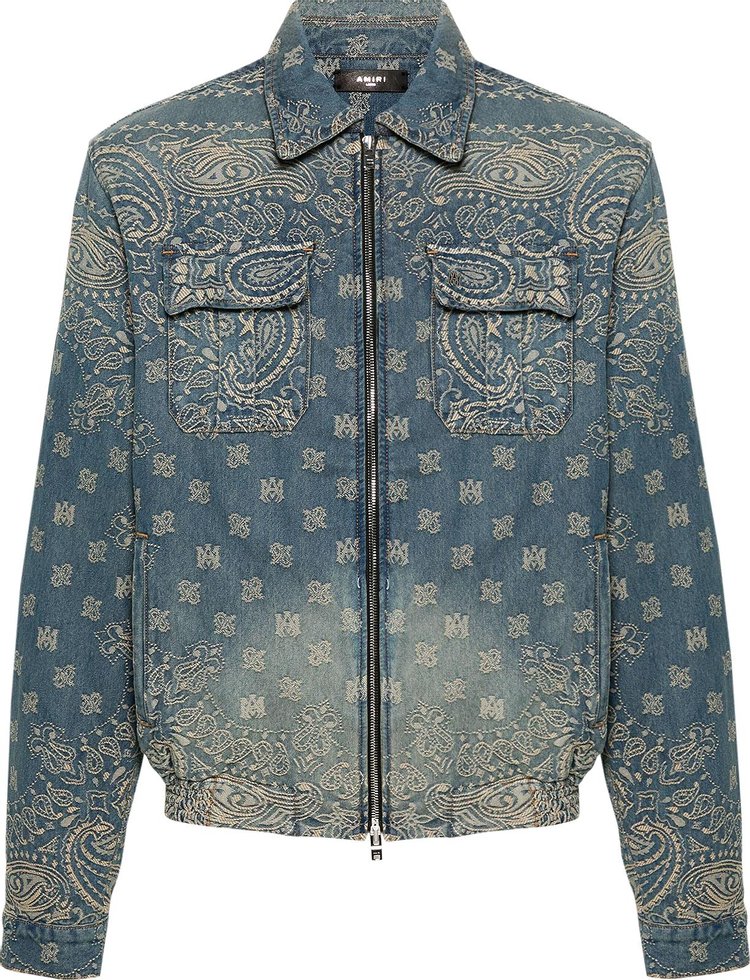 Amiri Bandana Jacquard Blouson Crafted Indigo