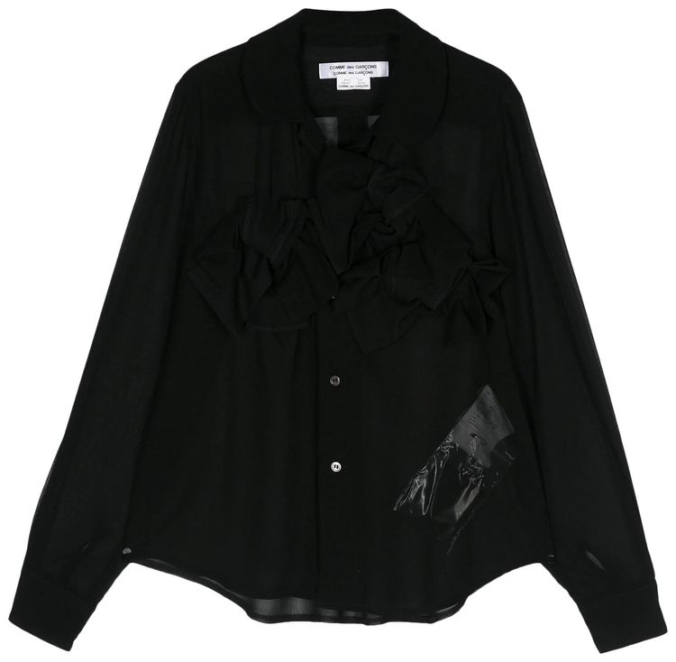 Comme des Garcons Sheer Bow Button Up Black