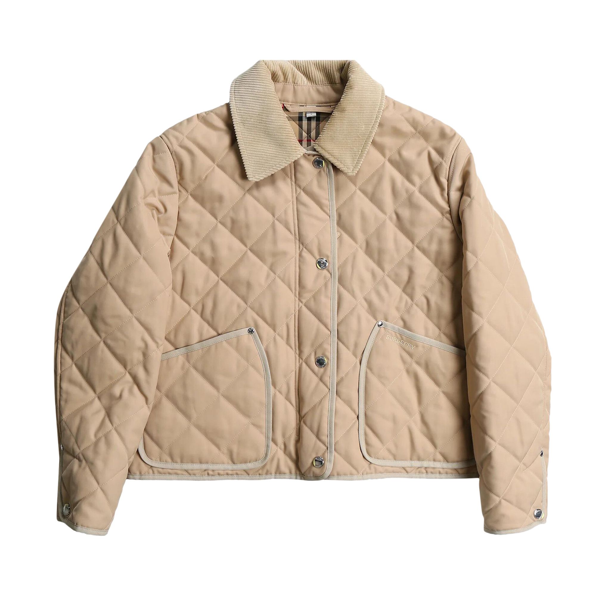 Buy Burberry Check Wool Blend Quilted Jacket Soft Fawn 8096026 GOAT