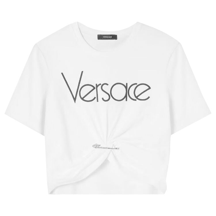 Versace Logo Jersey T Shirt White Black