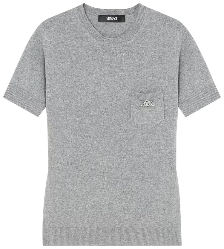 Versace Medusa Detail Knit Sweater Concrete Melange
