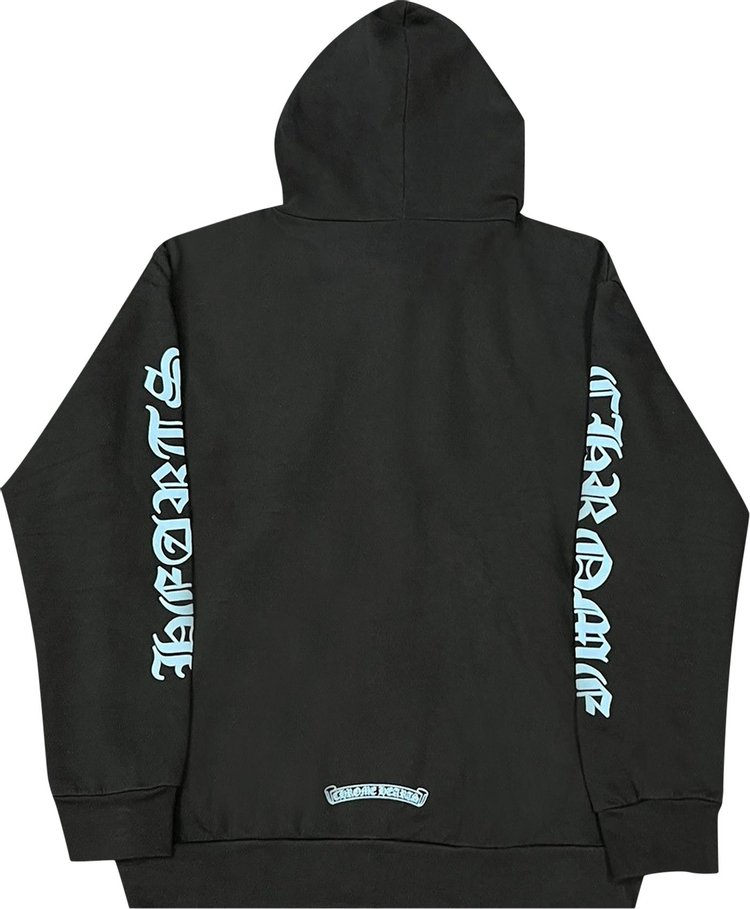 Chrome Hearts Miami Script Zip Up Hoodie BlackLight Blue